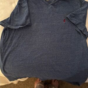 Polo by Ralph Lauren Men's Blue V-Neck Shirt